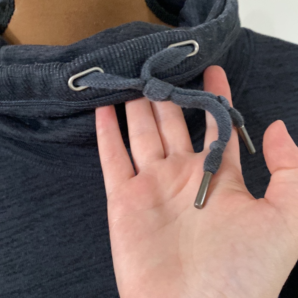 Athleta Blissful charcoal space dye drawstring cowlneck sweatshirt size XS - Picture 7 of 13